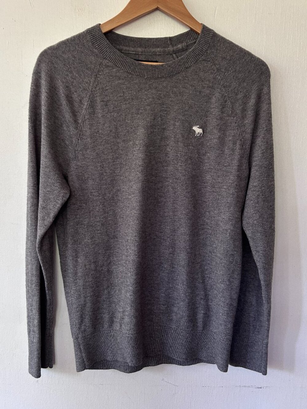 Abercrombie + Fitch Crew Neck Sweater Mens Medium Gray Preppy Academia Old Money